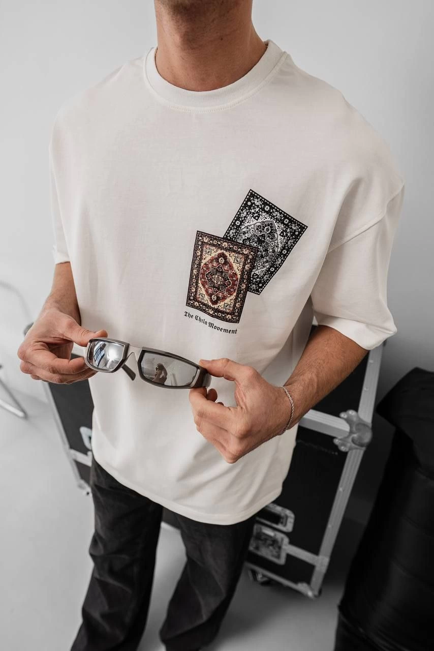Erkek Yazlık Bisiklet Yaka Baskılı Regular Fit Tişört Kısa Kol T-Shirt - Beyaz