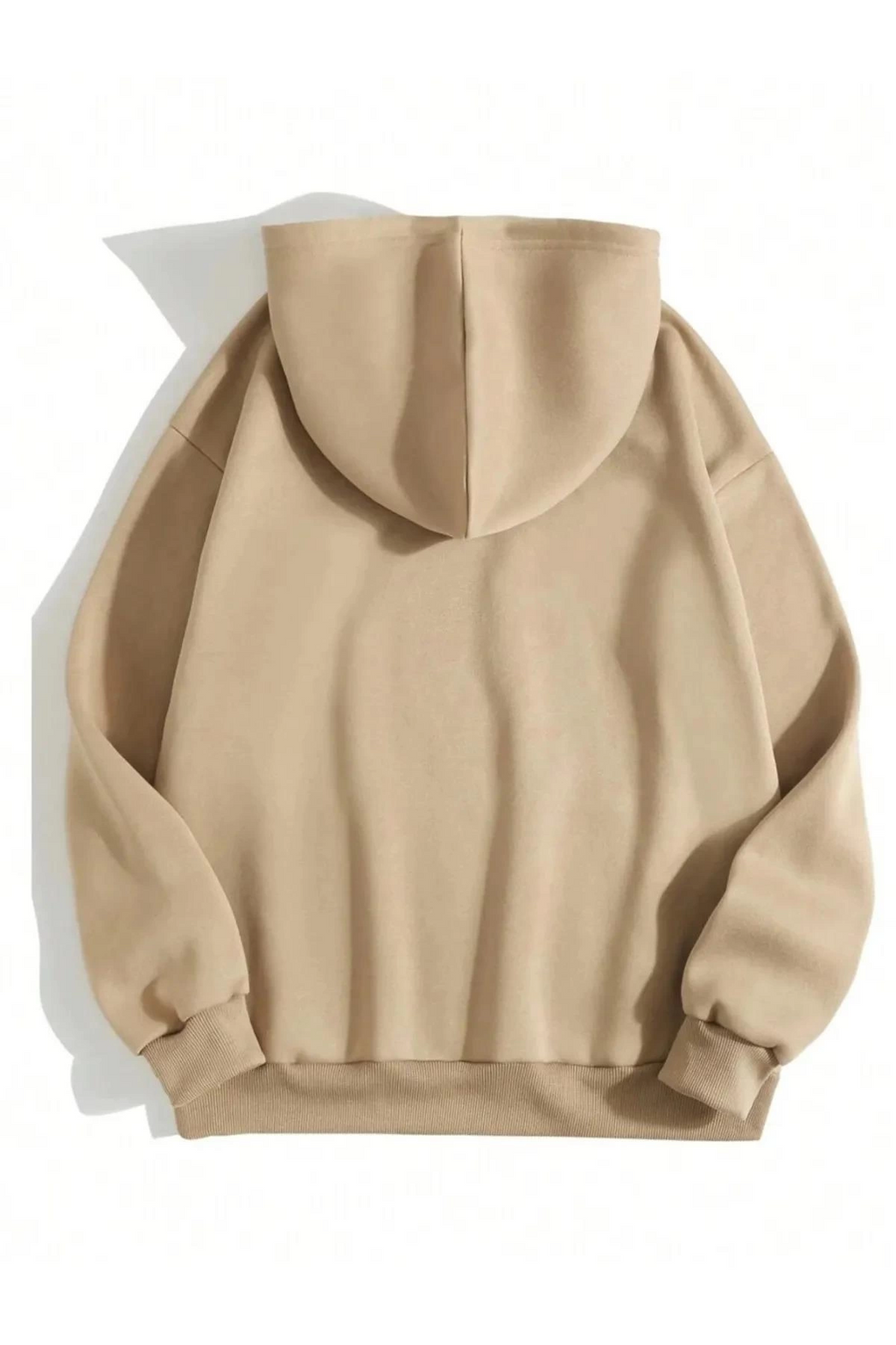 Erkek 3 İplik Pamuklu Kapüşonlu Kanguru Cepli Sweatshirt Hoodie - Bej