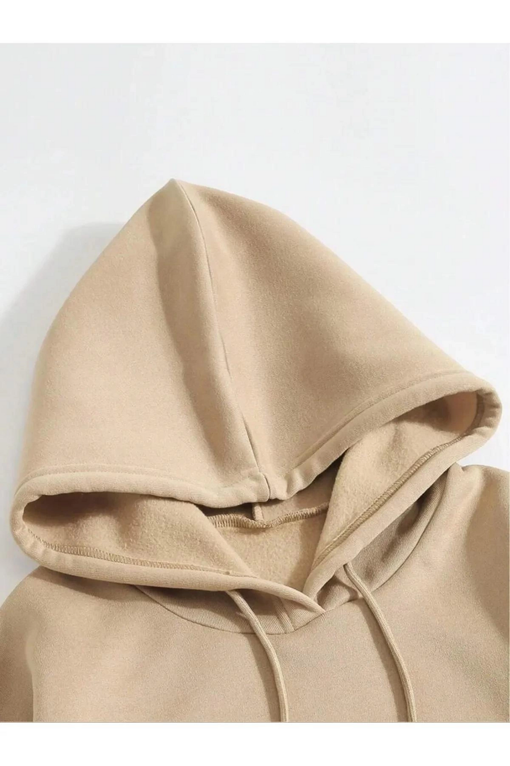 Erkek 3 İplik Pamuklu Kapüşonlu Kanguru Cepli Sweatshirt Hoodie - Bej