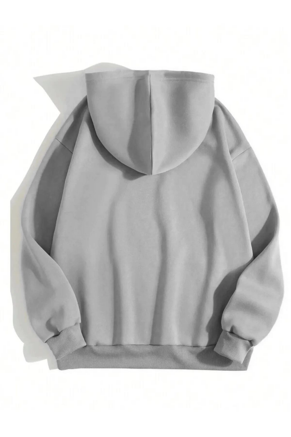 Erkek 3 İplik Pamuklu Kapüşonlu Kanguru Cepli Sweatshirt Hoodie - Boyalı Gri