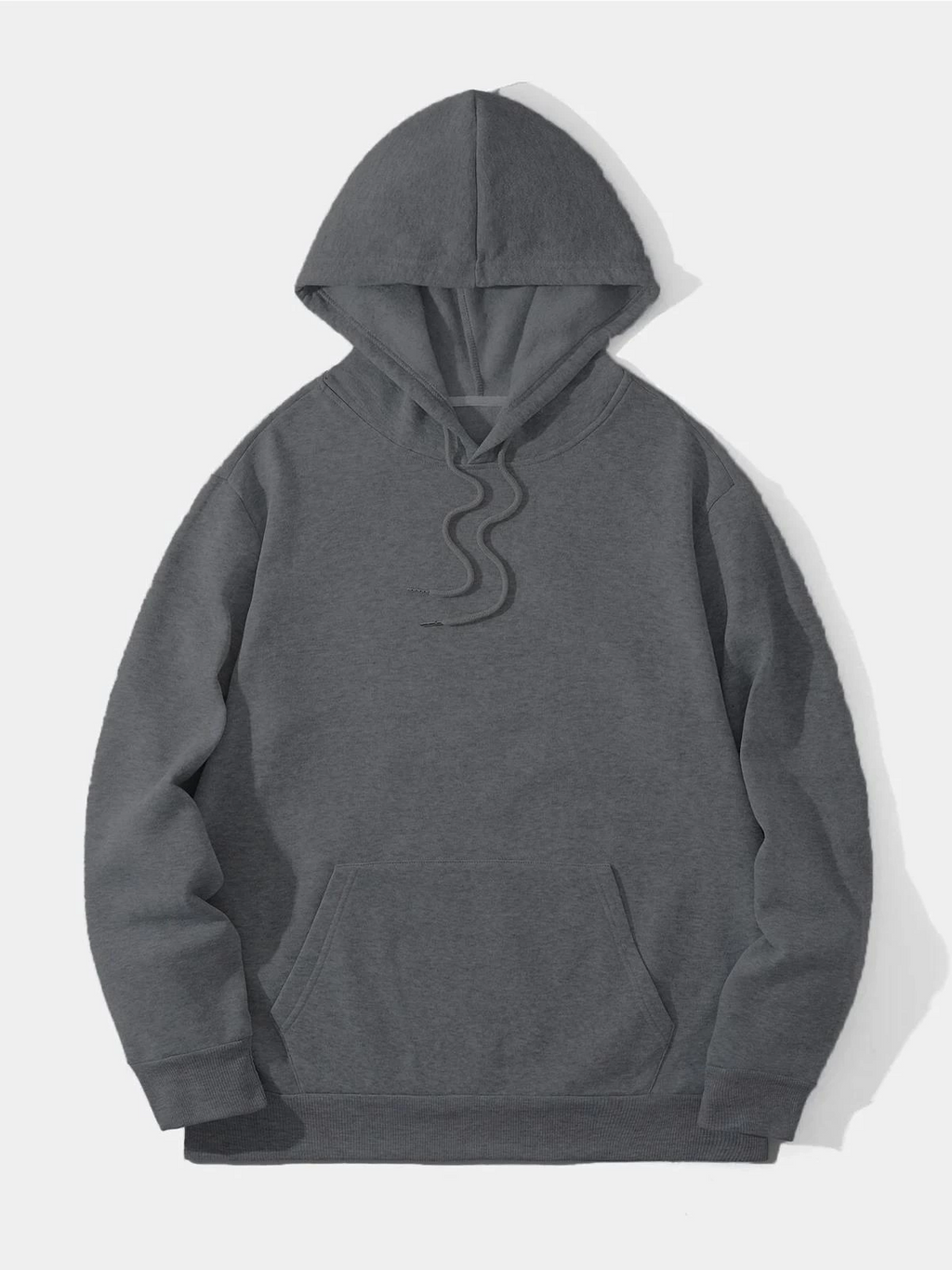 Erkek 3 İplik Pamuklu Kapüşonlu Kanguru Cepli Sweatshirt Hoodie - Füme