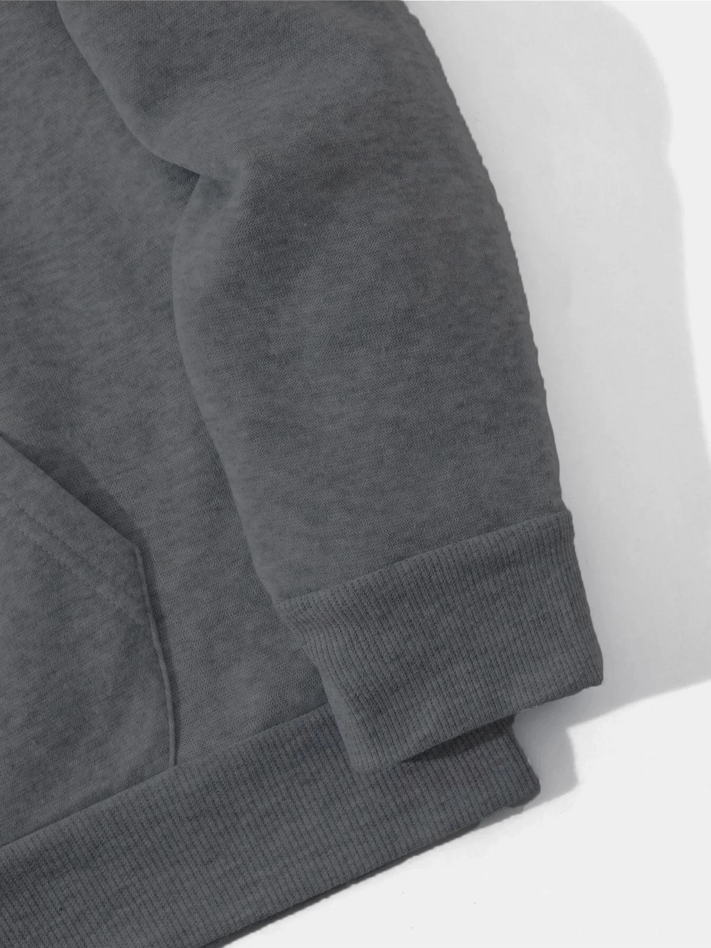 Erkek 3 İplik Pamuklu Kapüşonlu Kanguru Cepli Sweatshirt Hoodie - Füme