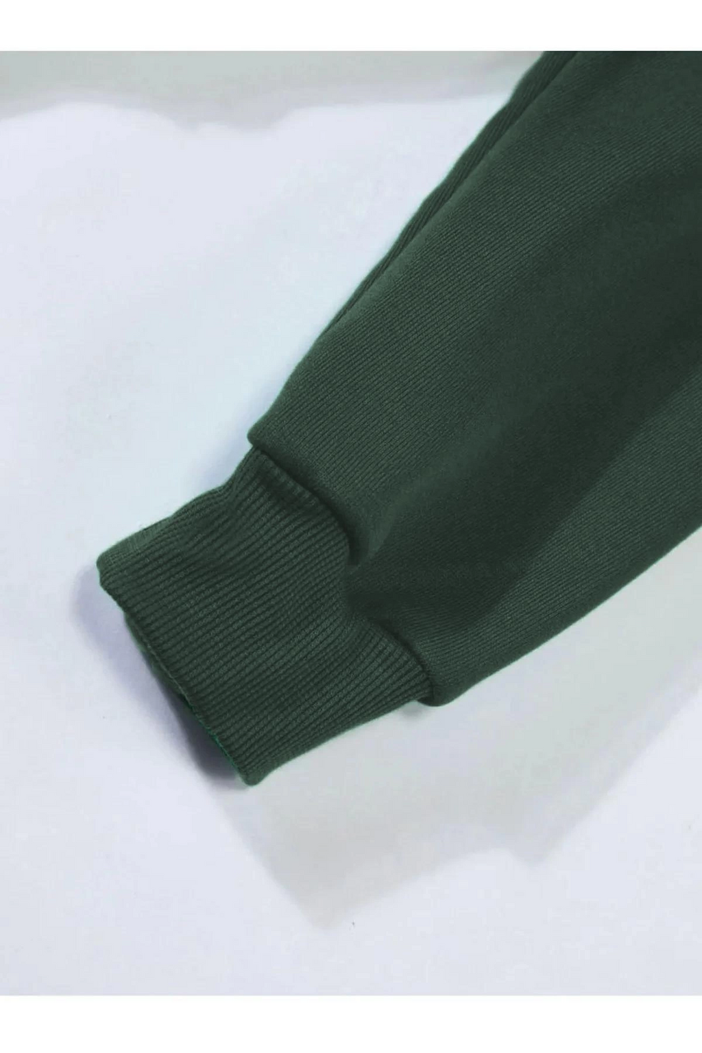 Erkek 3 İplik Pamuklu Kapüşonlu Kanguru Cepli Sweatshirt Hoodie - Koyu Yeşil