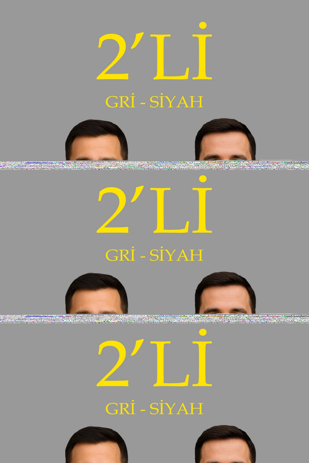 Erkek Fitilli Kazak Tam Boğazlı Balıkçı Yaka Triko 2'li Set Gri-Siyah