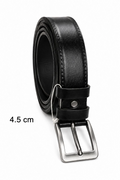 Erkek Hakiki Deri 4.5 cm Klasik ve Kot Pantolon Kemeri Metal Tokalı Siyah