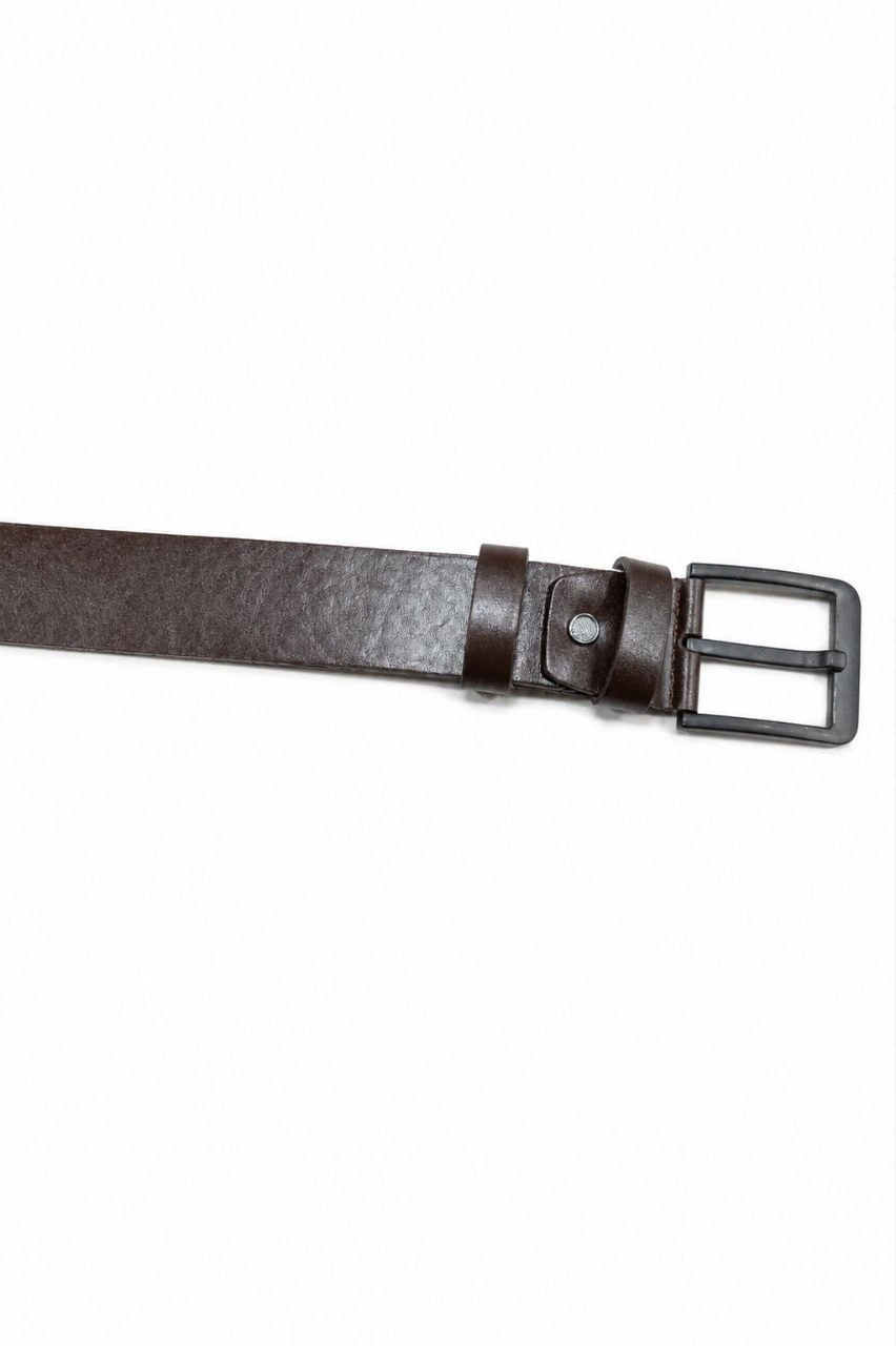 Erkek Hakiki Deri 4.5 cm Kot ve Kumaş Pantolon Kemeri Metal Tokalı Kahverengi