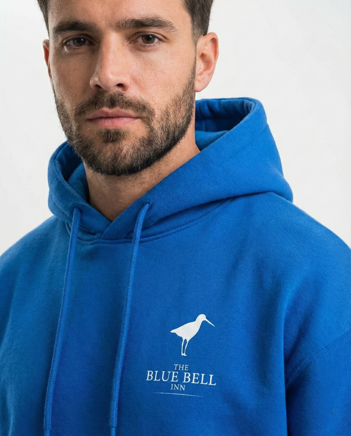 Erkek Baskılı Kapüşonlu Cepli Hoodie 3 İplik Pamuklu Sweatshirt - Saks Mavisii