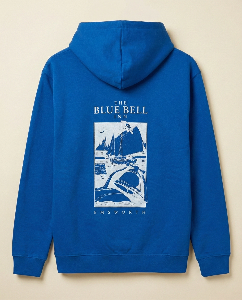 Erkek Baskılı Kapüşonlu Cepli Hoodie 3 İplik Pamuklu Sweatshirt - Saks Mavisii