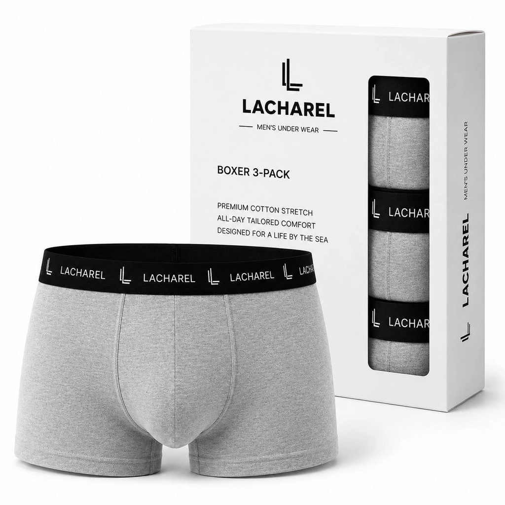 Erkek Likralı Pamuklu Nefes Alan Penye Boxer 2'Li Paket - Füme & Gri