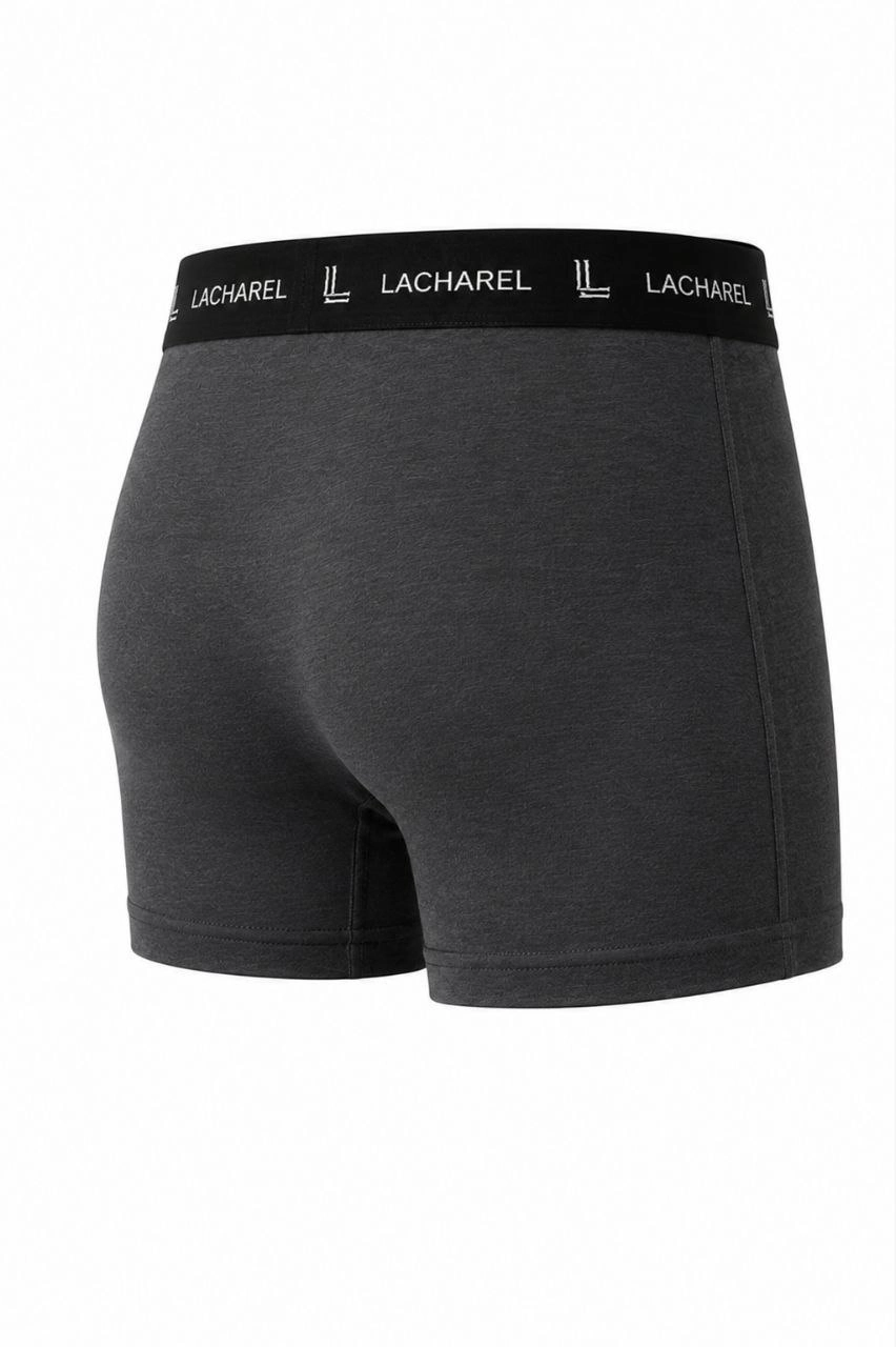 Erkek Likralı Pamuklu Nefes Alan Penye Boxer 2'Li Paket - Füme & Gri