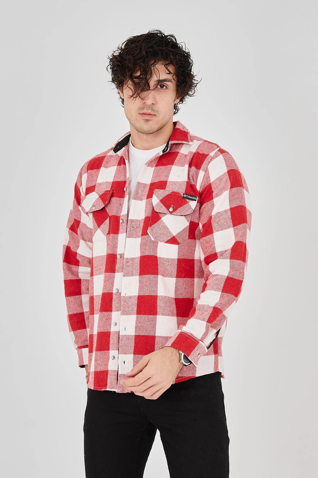Erkek Oduncu Gömlek Uzun Kollu Şardonlu Kareli Desen Regular Fit Manşetli Çift - Pembe