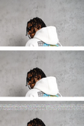 Erkek 3 İplik Pamuklu Kapüşonlu Baskılı Cepli Oversize Sweatshirt Hoodie - Beyaz