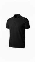 Erkek Polo Yaka Düğmeli Pike Kumaş Tişört Regular Fit Kısa Kol T-Shirt - Siyah
