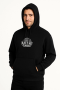 Erkek Kapüşonlu Kanguru Cepli Sweatshirt 3 İplik Pamuklu Baskılı Hoodie -  Siyah