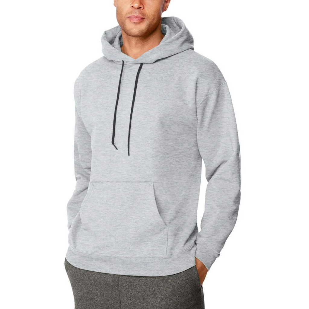 Erkek 3 İplik Pamuklu Kapüşonlu Cepli Hoodie Sweatshirt - Gri