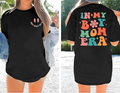 Kadın Baskılı T-Shirt Kısa Kol Bisiklet Yaka Oversize Rahat Kalıp Tişört - Siyah