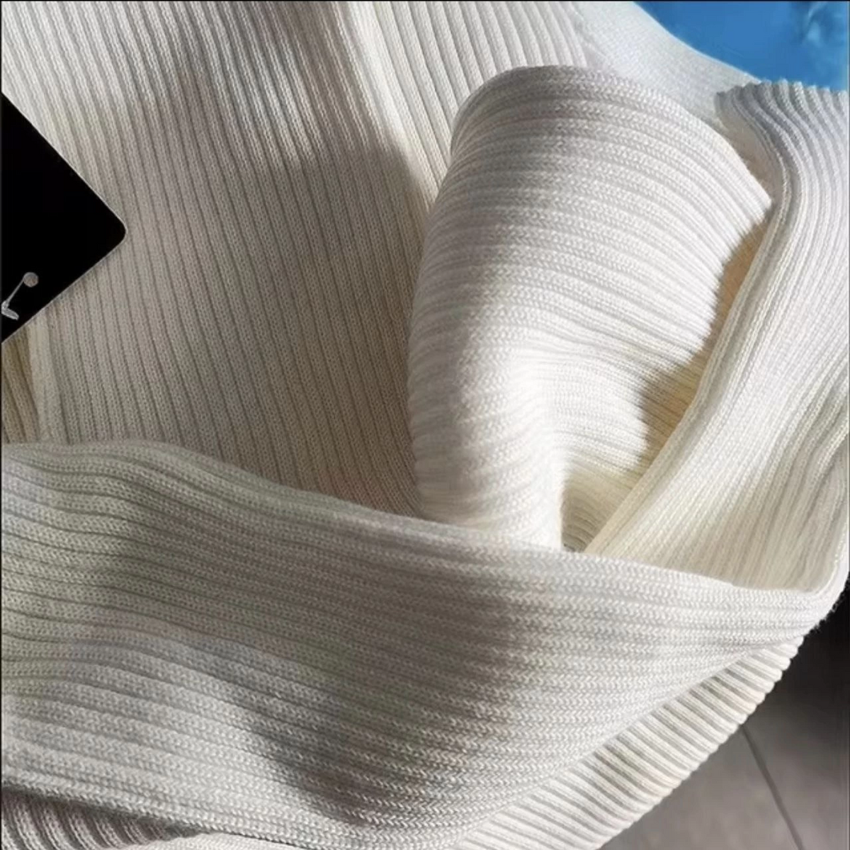 Kadın Boğazlı Triko Elbise Uzun Fitilli Esnek Dokuma Tam Kalıp Baharlık 130 cm - Beyaz