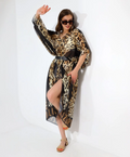 Kadın Rahat Kesim Şifon Kimono - Leopar