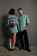 Kadın Oversize Tişört Golf GTI Retro Araba Baskılı T-shirt- Mint Yeşili