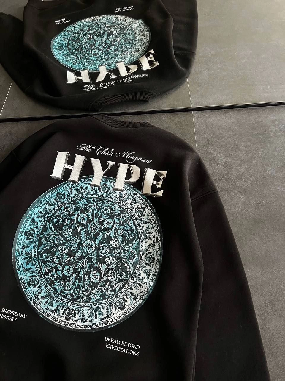 Kadın 3 İplik Pamuklu Bisiklet Yaka Baskılı SweatShirt - Siyah