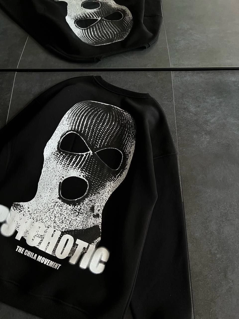 Kadın 3 iplik Kışlık Bisiklet Yaka Baskılı SweatShirt - Siyah
