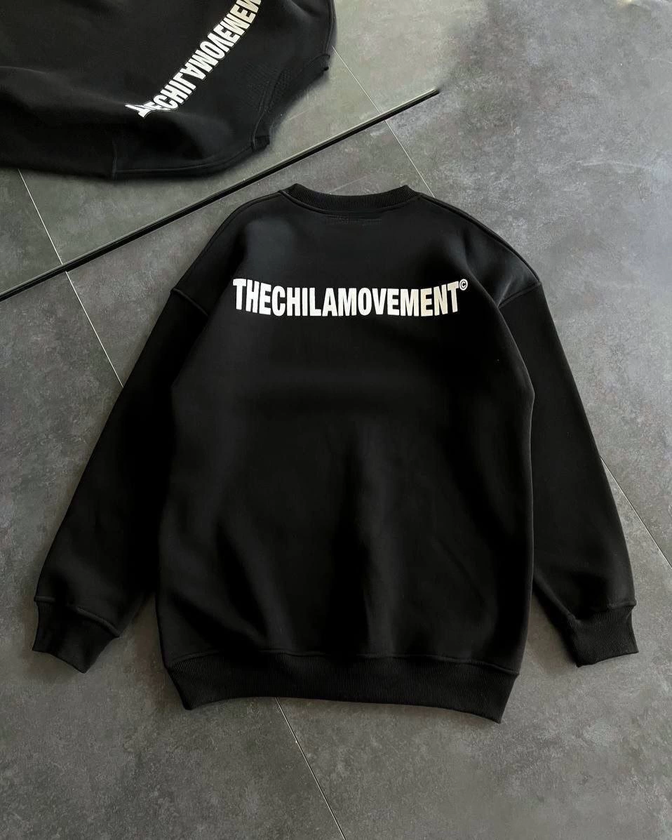 Kadın 3 iplik Kışlık pamuklu Bisiklet Yaka Oversize Baskılı SweatShirt - Siyah
