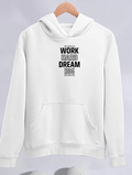 Kadın Oversize Kapüşonlu Cepli Baskılı 3 İplik Pamuklu Hoodie Sweatshirt - Beyaz
