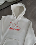 Kadın Oversize Kapüşonlu Cepli Baskılı 3 İplik Pamuklu Hoodie Sweatshirt - Beyaz