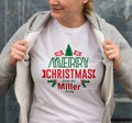 Yılbaşı Merry Christmas Miller Baskılı Oversize Bisiklet Yaka T-shirt - Beyaz