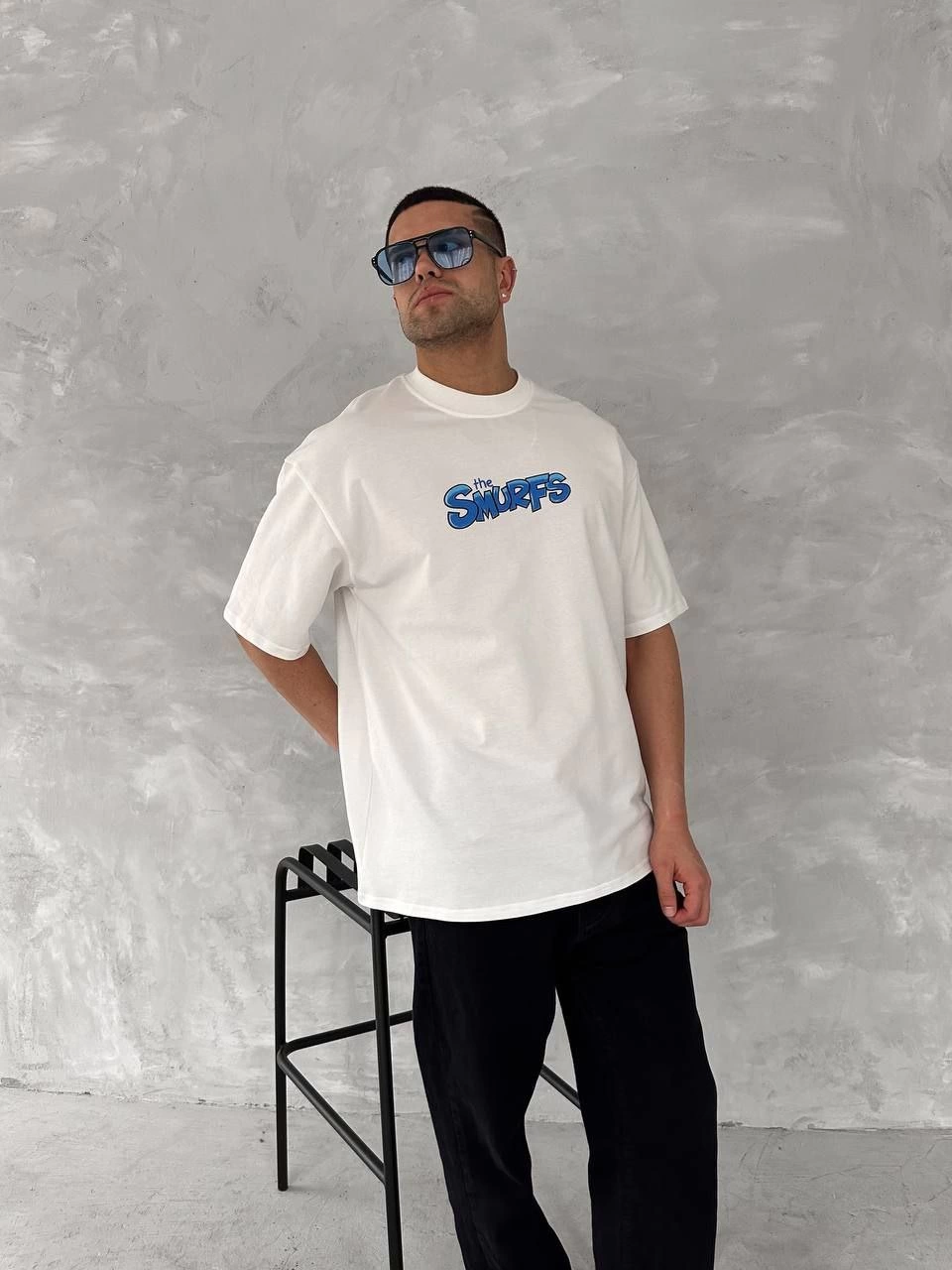 Erkek Ön ve Arka Baskılı T-Shirt Kısa Kol Bisiklet Yaka Regular Fit Tişört -  Beyaz