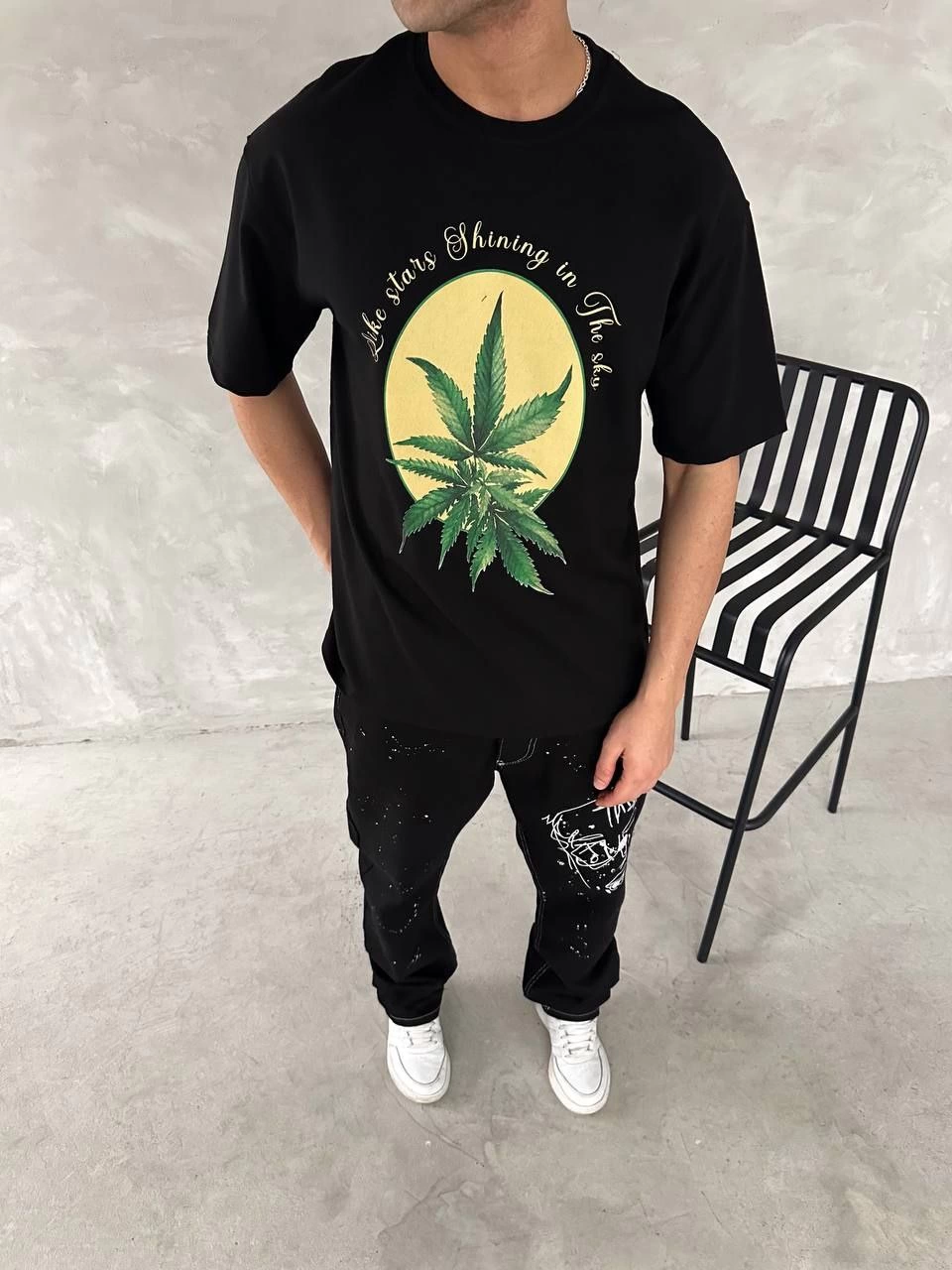 Erkek Baskılı T-Shirt Kısa Kol Bisiklet Yaka Regular Fit Yazlık Tişört - SiyahSiyah