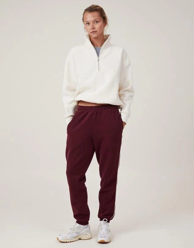 Kadın 3 İplik Pamuklu Oversize Yarım Fermuarlı Yakalı Basic Sweatshirt - Beyaz