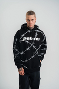 ERKEK Kapüşonlu Varak ve Pano Baskılı Hoodie  SweatShirt- Siyah