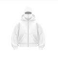 Erkek Samuray Ninja Çift Kapşonlu ZIP Fermuarlı Kanguru Cepli Tam Fermuarlı Hoodie Swetshirt - Beyaz