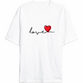 14 Şubat Tişört Sevgililer Günü İçin Özel Tasarım Love Baskılı T-shirt - Beyaz