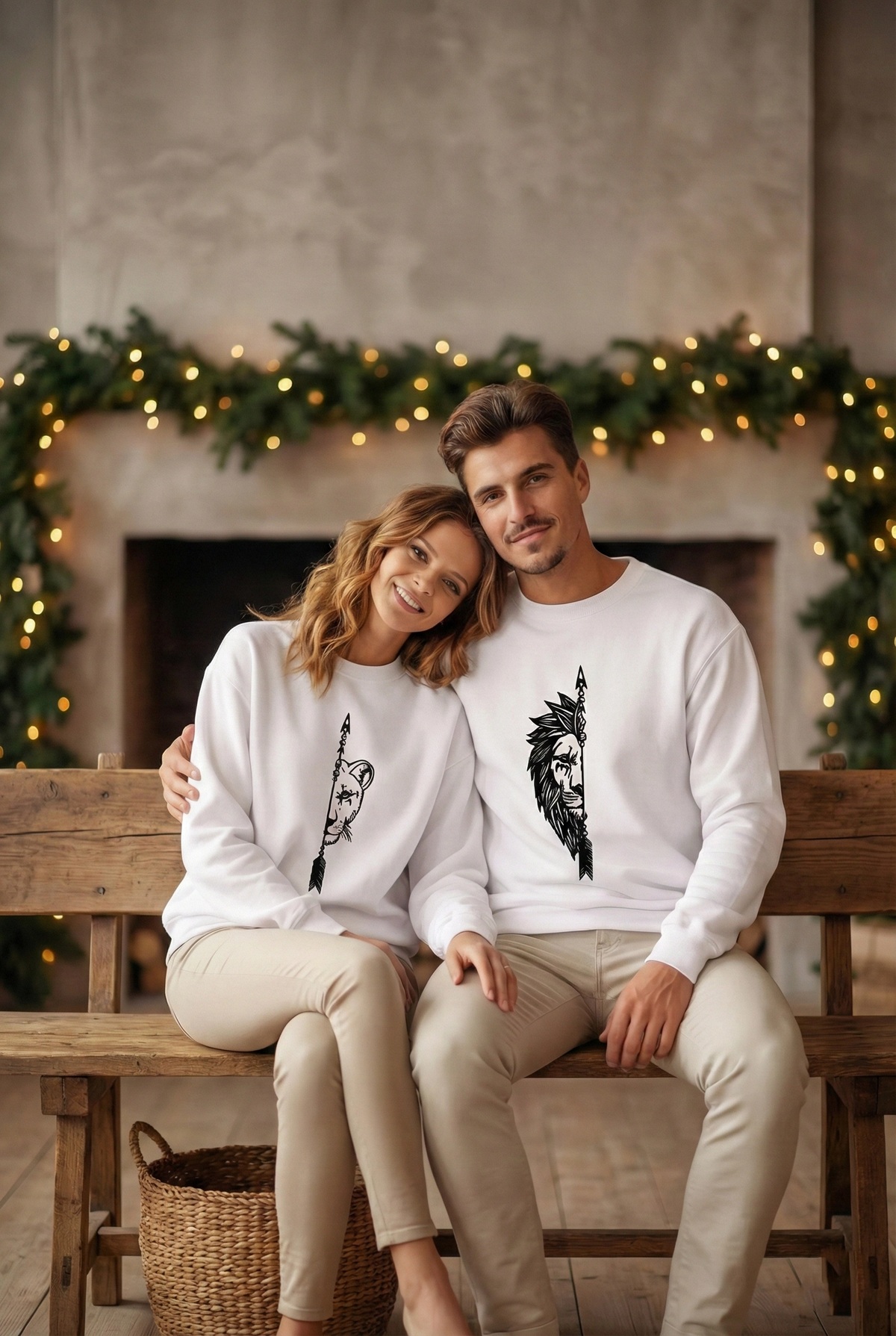 Oversize Bisiklet Yaka Sevgililer Günü Baskılı Sweatshirt - Beyaz