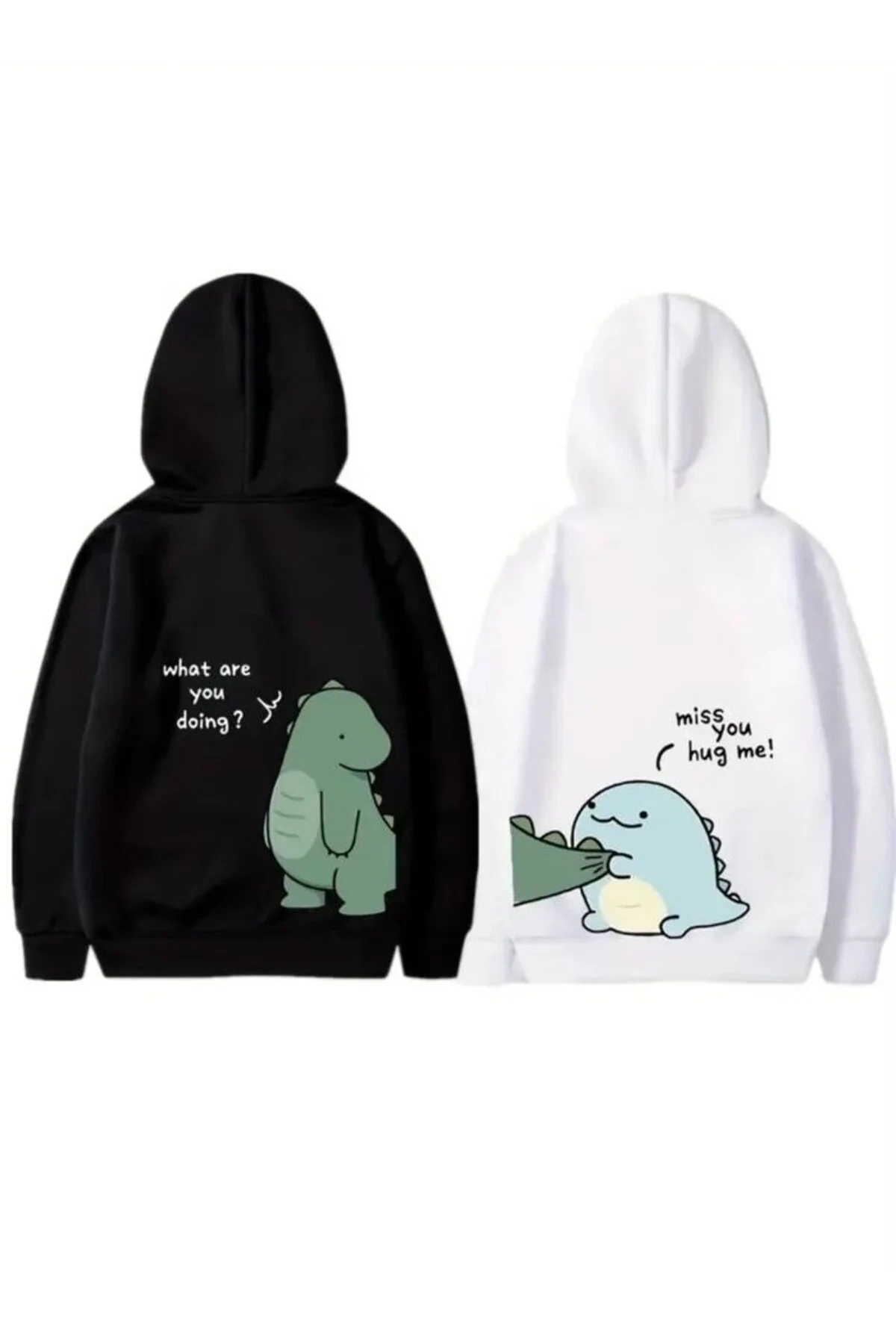 Sevgililer Günü Baskılı Oversize Kapüşonlu Sweatshirt Hoodie - Siyah