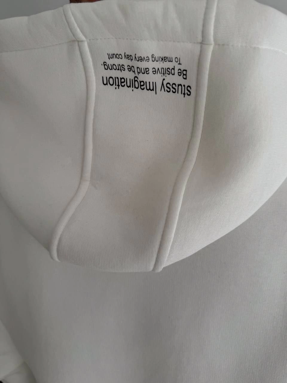 Kadın Oversize Kapüşonlu Cepli Baskılı 3 İplik Pamuklu Hoodie Sweatshirt - Beyaz