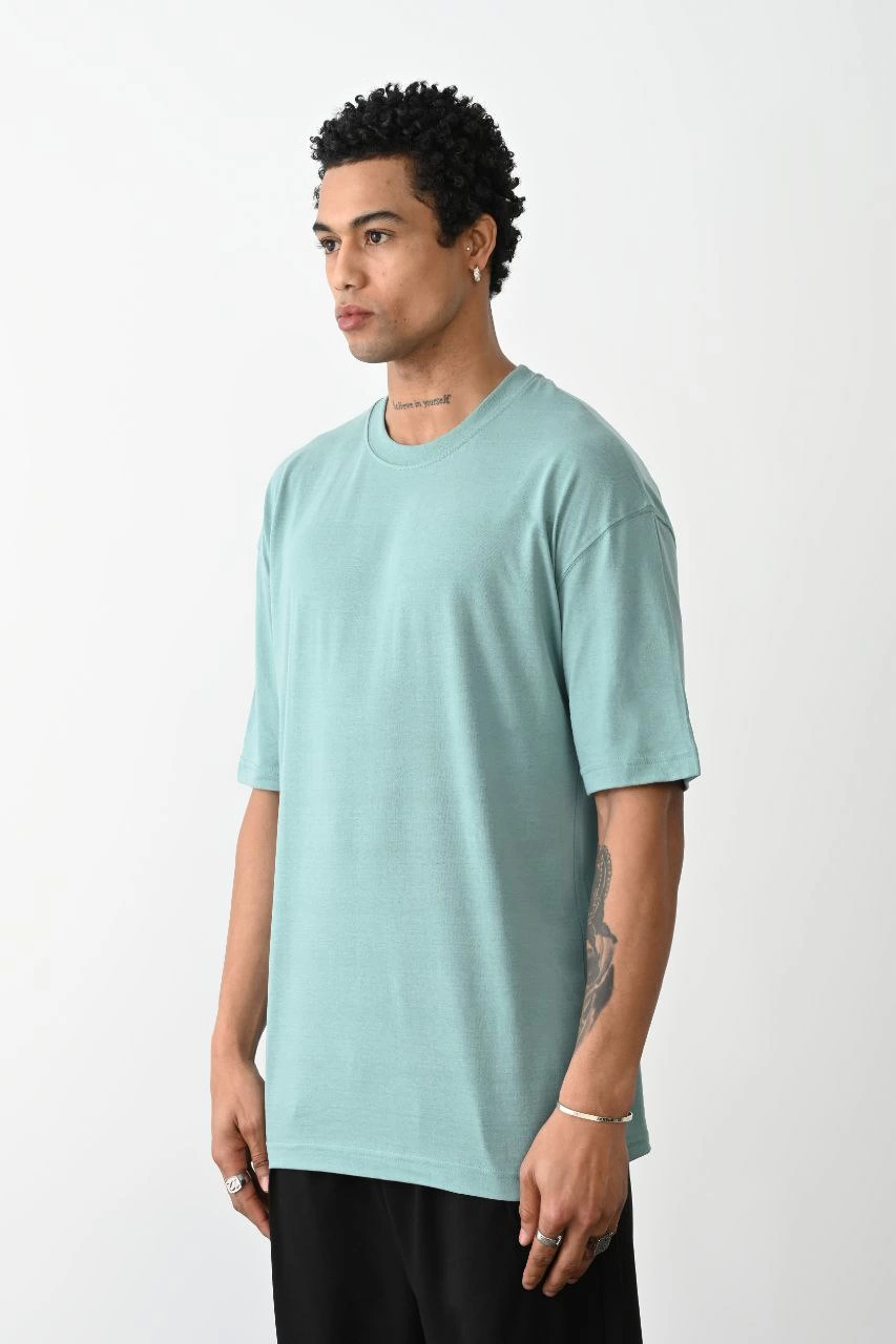 Erkek Tişört Düz Basic Penye Yazlık Bisiklet Yaka Kısa Kol T-Shirt - Mint Yeşili