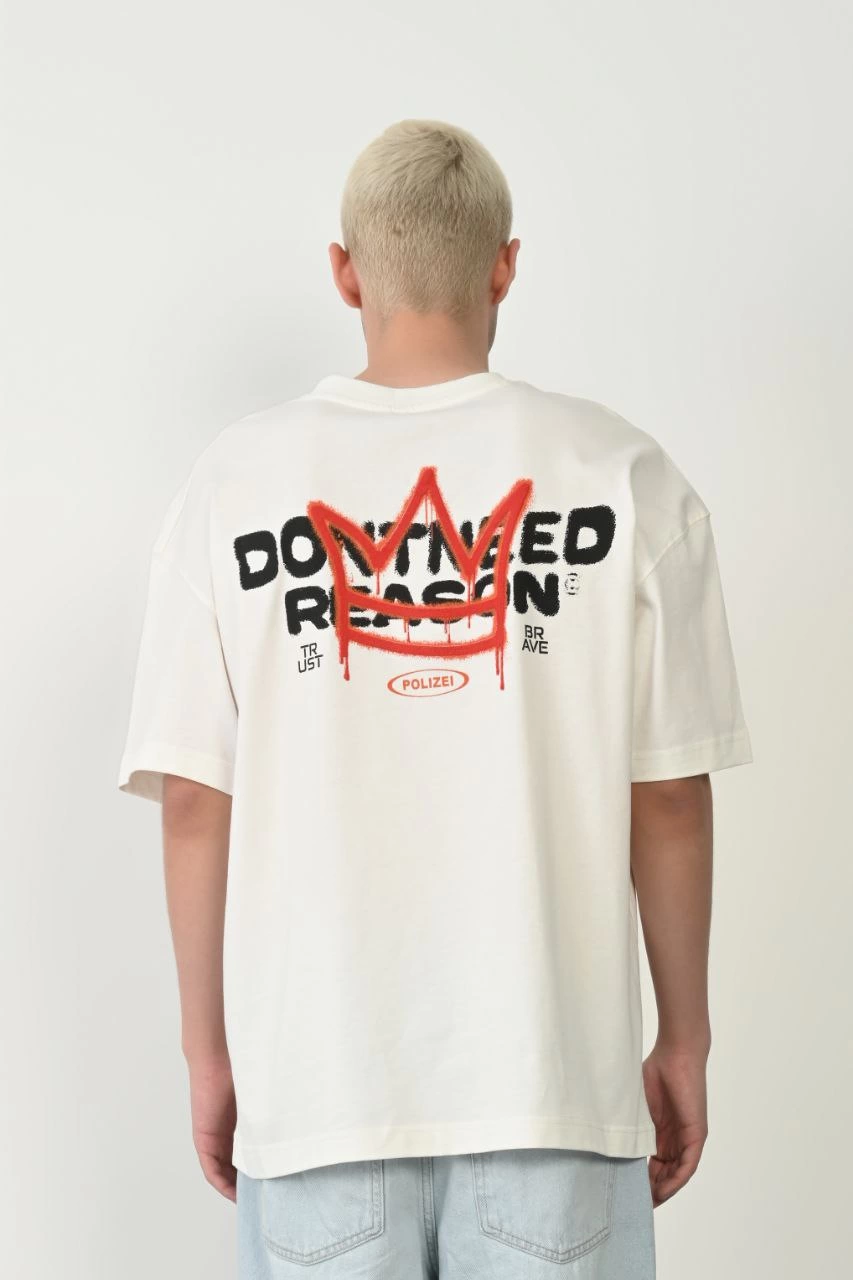 Erkek Baskılı T-Shirt Kısa Kol Bisiklet Yaka Rahat Kalıp Tişört  - Beyaz