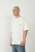 Erkek Baskılı T-Shirt Kısa Kol Bisiklet Yaka Rahat Kalıp Tişört - Beyaz