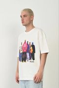 Erkek Baskılı T-Shirt Kısa Kol Bisiklet Yaka Rahat Kalıp Tişört - Beyaz