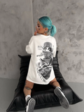 Kadın Kısa Kol Tişört Bisiklet Yaka Filistin Poşülü Baskılı T-Shirt - Beyaz