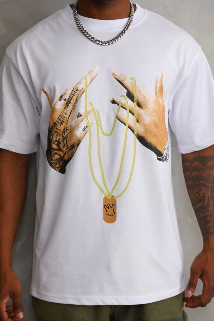 Erkek Baskılı T-Shirt Kısa Kol Bisiklet Yaka Regular fit Tişört - Beyaz