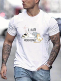 Erkek Baskılı T-Shirt Kısa Kol Bisiklet Yaka Regular Fit Rahat Kalıp Günlük Tişört - Beyaz