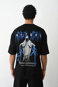 Erkek Baskılı Oversize  Kısa kol T-Shirt - Siyah