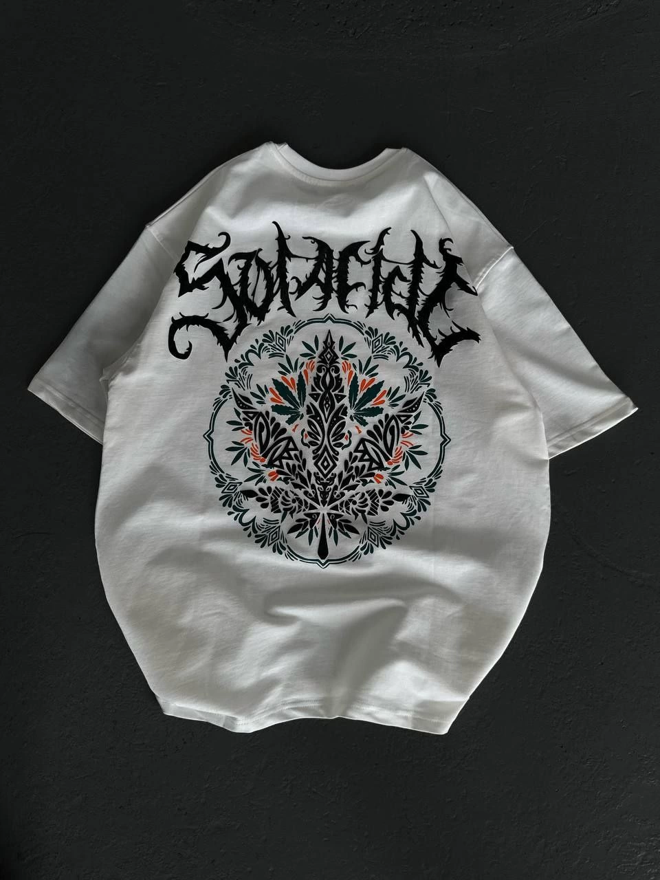 Kadın Baskılı T-Shirt Kısa Kol Bisiklet Yaka Oversize Rahat Kalıp Günlük Tişört   - Beyaz