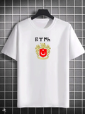 Erkek Kısa Kol Yazlık Tişört Bisiklet Yaka Baskılı Oversize T-Shirt - Beyaz