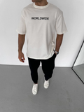 Erkek Yazlık Baskılı Tişört Bisiklet Yaka Kısa Kol Regular Fit T-Shirt - Beyaz