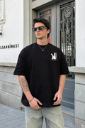 Erkek Kısa Kol Yazlık Tişört Bisiklet Yaka Baskılı Oversize T-Shirt - Beyaz
